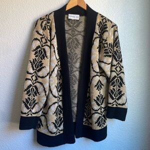Vintage cream and black cardigan